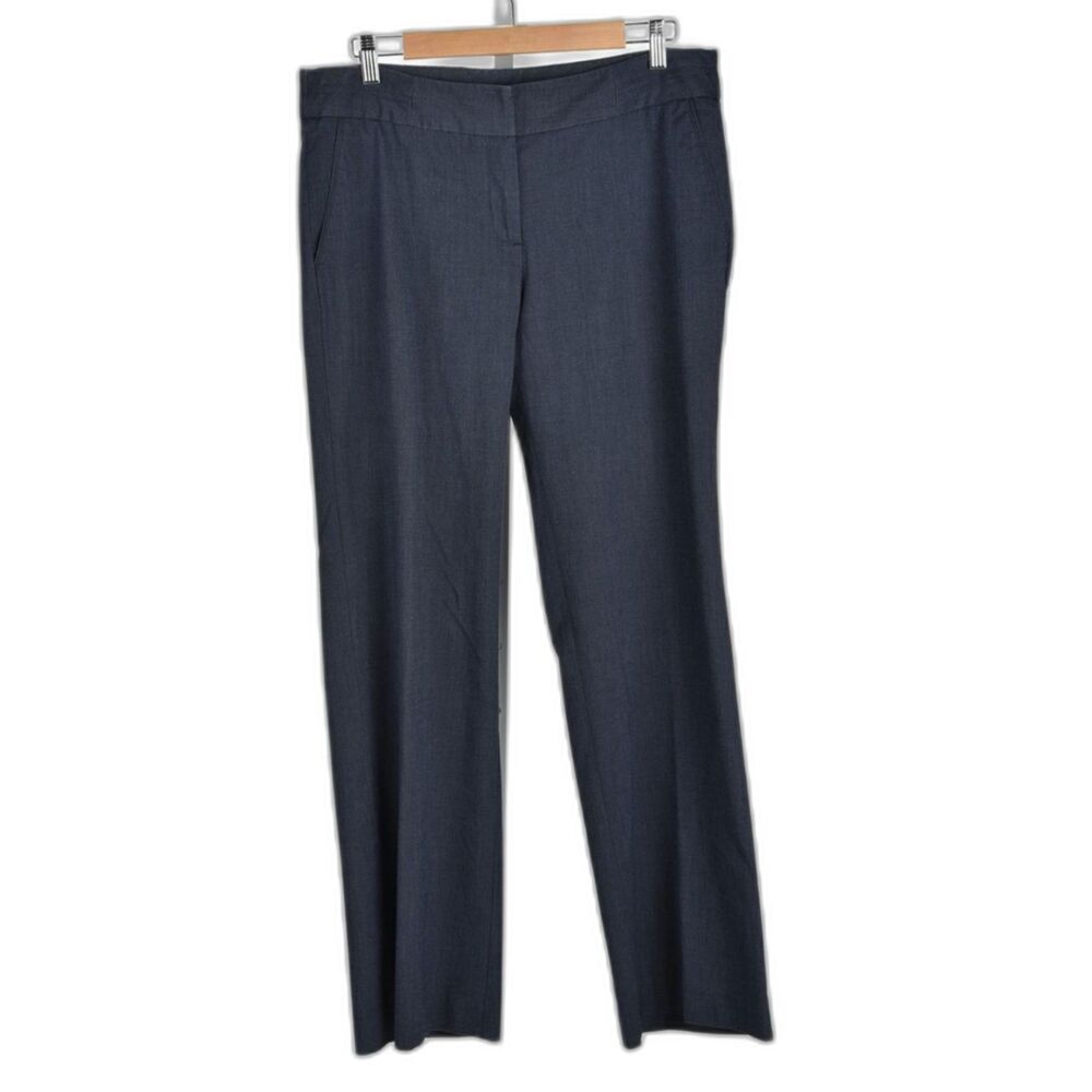 Rafaella Modern Chambray Straight Leg Flat Front Dress Classic Pant Size 12